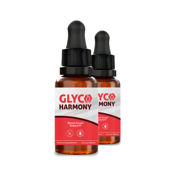 Two bottles of GlycoHarmony blood sugar support supplement.