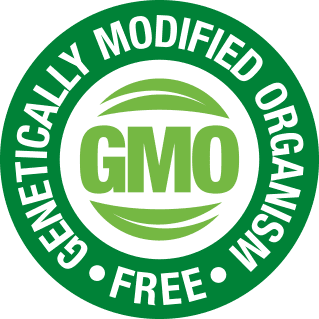 GMO-free quality badge for GlycoHarmony dietary supplement.