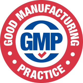 Good manufacturing practice badge for GlycoHarmony supplement quality.
